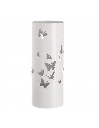 Paragüero metálico redondo diseño de mariposas 49 x 19,5 cm, estilo moderno, soporte para paraguas con recipiente de plástico, i