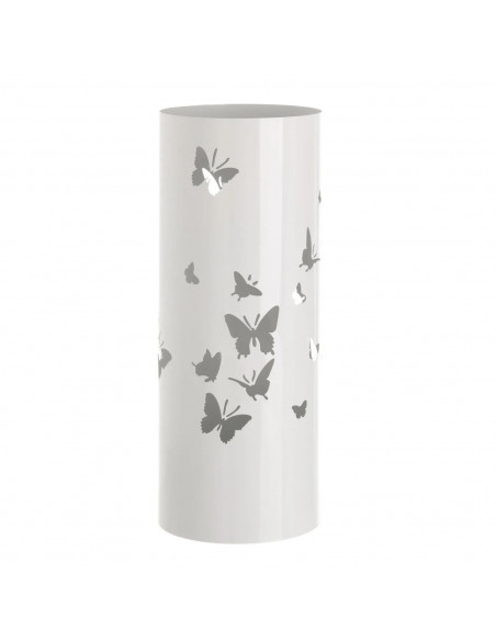 Paragüero metálico redondo diseño de mariposas 49 x 19,5 cm, estilo moderno, soporte para paraguas con recipiente de plástico, i