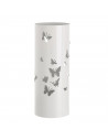 Paragüero metálico redondo diseño de mariposas 49 x 19,5 cm, estilo moderno, soporte para paraguas con recipiente de plástico, i