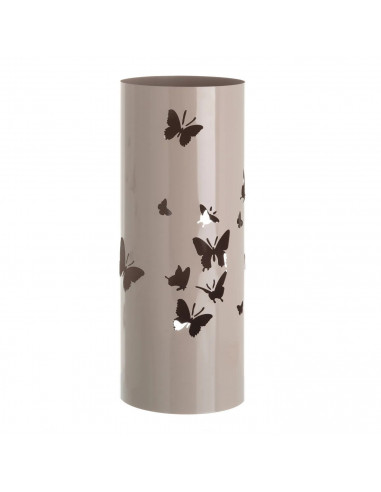Paragüero metálico redondo diseño de mariposas 49 x 19,5 cm, estilo moderno, soporte para paraguas con recipiente de plástico, i