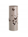 Paragüero metálico redondo diseño de mariposas 49 x 19,5 cm, estilo moderno, soporte para paraguas con recipiente de plástico, i