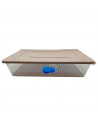 Kozzi - Caja rectangular de plástico con rejilla interior 9 x 35,5 x 26 cm, recipiente contenedor de alimentos para frigorífico,