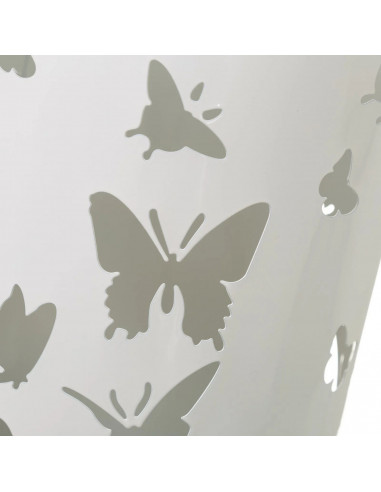 Paragüero metálico redondo diseño de mariposas 49 x 19,5 cm, estilo moderno, soporte para paraguas con recipiente de plástico, i