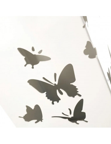 Paragüero metálico cuadrado diseño de mariposas 49 x 15,5 cm, estilo moderno, soporte para paraguas con recipiente de plástico,
