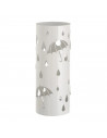 Paragüero metálico redondo diseño de paraguas y gotas 49 x 19,5 cm, soporte para paraguas con recipiente de plástico, ideal para