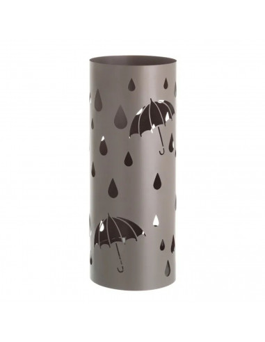 Paragüero metálico redondo diseño de paraguas y gotas 49 x 19,5 cm, soporte para paraguas con recipiente de plástico, ideal para