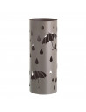 Paragüero metálico redondo diseño de paraguas y gotas 49 x 19,5 cm, soporte para paraguas con recipiente de plástico, ideal para