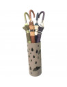 Paragüero metálico redondo diseño de paraguas y gotas 49 x 19,5 cm, soporte para paraguas con recipiente de plástico, ideal para