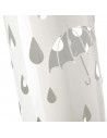 Paragüero metálico redondo diseño de paraguas y gotas 49 x 19,5 cm, soporte para paraguas con recipiente de plástico, ideal para