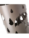 Paragüero metálico redondo diseño de paraguas y gotas 49 x 19,5 cm, soporte para paraguas con recipiente de plástico, ideal para