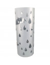 Paragüero metálico redondo diseño de gotas y paraguas 49 x 19,5 cm, soporte para paraguas con recipiente de plástico, ideal para