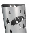 Paragüero metálico redondo diseño de gotas y paraguas 49 x 19,5 cm, soporte para paraguas con recipiente de plástico, ideal para