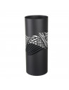 Paragüero negro redondo de metal, diseño de ondas, 49 x 19,5 cm, soporte para paraguas con recipiente de plástico, estilo modern