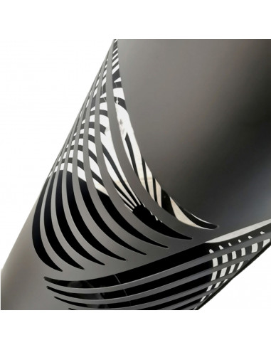 Paragüero negro redondo de metal, diseño de ondas, 49 x 19,5 cm, soporte para paraguas con recipiente de plástico, estilo modern