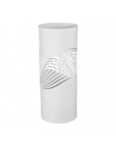 Paragüero blanco redondo de metal, diseño de ondas, 49 x 19,5 cm, soporte para paraguas con recipiente de plástico, estilo moder
