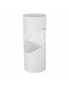 Paragüero blanco redondo de metal, diseño de ondas, 49 x 19,5 cm, soporte para paraguas con recipiente de plástico, estilo moder