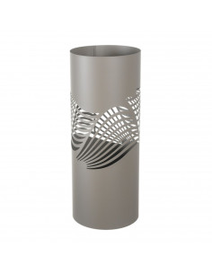 Paragüero beige redondo de metal, diseño de ondas, 49 x 19,5 cm, soporte para paraguas con recipiente de plástico, estilo modern
