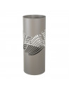 Paragüero beige redondo de metal, diseño de ondas, 49 x 19,5 cm, soporte para paraguas con recipiente de plástico, estilo modern