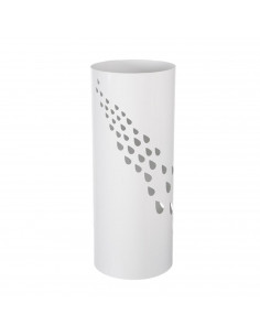 Paragüero blanco redondo de metal, diseño de gotas, 49 x 19,5 cm, soporte para paraguas con recipiente de plástico, estilo moder