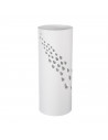 Paragüero blanco redondo de metal, diseño de gotas, 49 x 19,5 cm, soporte para paraguas con recipiente de plástico, estilo moder