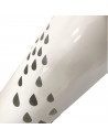 Paragüero blanco redondo de metal, diseño de gotas, 49 x 19,5 cm, soporte para paraguas con recipiente de plástico, estilo moder