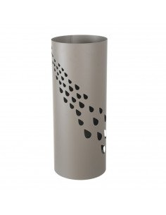 Paragüero beige redondo de metal, diseño de gotas, 49 x 19,5 cm, soporte para paraguas con recipiente de plástico, estilo modern