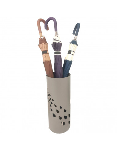 Paragüero beige redondo de metal, diseño de gotas, 49 x 19,5 cm, soporte para paraguas con recipiente de plástico, estilo modern
