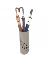 Paragüero beige redondo de metal, diseño de gotas, 49 x 19,5 cm, soporte para paraguas con recipiente de plástico, estilo modern