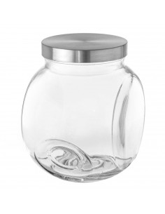 Tradineur - Tarro de Transparente con dos posiciones y tapa de rosca metálica - Capacidad de 3000 ml - Recipiente inclinable par
