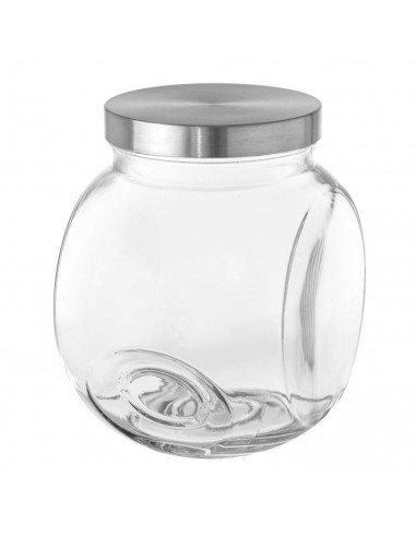 Tradineur - Tarro de Transparente con dos posiciones y tapa de rosca metálica - Capacidad de 3000 ml - Recipiente inclinable par