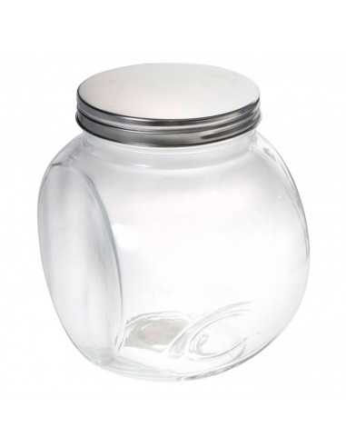 Tradineur - Tarro de Transparente con dos posiciones y tapa de rosca metálica - Capacidad de 3000 ml - Recipiente inclinable par