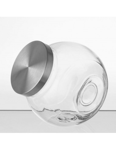Tradineur - Tarro de Transparente con dos posiciones y tapa de rosca metálica - Capacidad de 3000 ml - Recipiente inclinable par