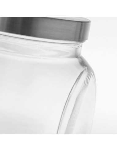 Tradineur - Tarro de Transparente con dos posiciones y tapa de rosca metálica - Capacidad de 2300 ml - Recipiente inclinable par