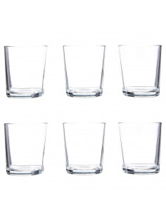 Tradineur - Set de 6 vasos de cristal 295 ml, modelo París, juego de vasos clásicos para agua, bebidas, 8 x 9 cm, resistentes, l