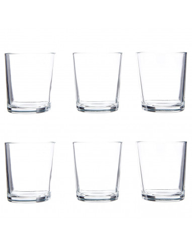 Tradineur - Set de 6 vasos de cristal 295 ml, modelo París, juego de vasos clásicos para agua, bebidas, 8 x 9 cm, resistentes, l