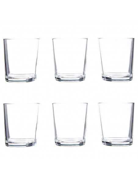 Tradineur - Set de 6 vasos de cristal 295 ml, modelo París, juego de vasos clásicos para agua, bebidas, 8 x 9 cm, resistentes, l