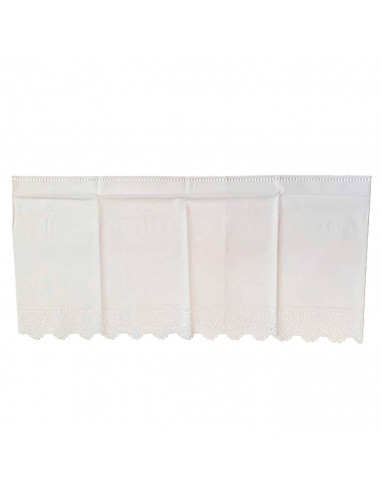 Cenefa decorativa de vinilo 35 x 150 cm, imitación de puntilla o ganchillo con bordados blancos, cubre estante con diseño floral