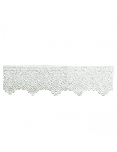 Cenefa decorativa de vinilo 35 x 150 cm, imitación de puntilla o ganchillo con bordados blancos, cubre estante con diseño floral