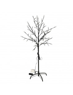 Árbol decorativo con bolas, 100 luces LED, luz cálida, uso exterior, 8 funciones, 120 cm, metal y plástico, decoración de navida