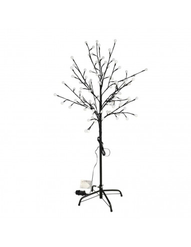 Árbol decorativo con bolas, 100 luces LED, luz cálida, uso exterior, 8 funciones, 120 cm, metal y plástico, decoración de navida