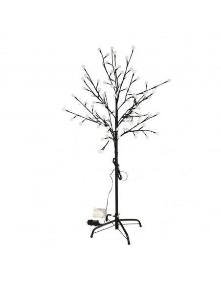 Árbol decorativo con bolas, 100 luces LED, luz cálida, uso exterior, 8 funciones, 120 cm, metal y plástico, decoración de navida