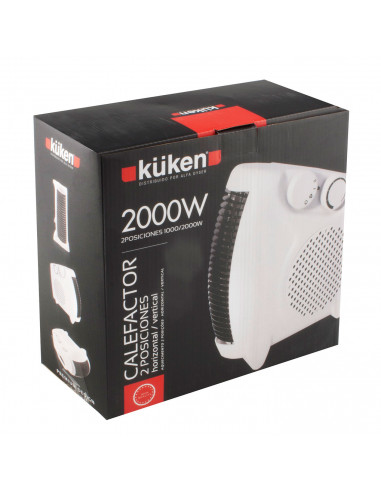 Tradineur - Calefactor küken horizontal y vertical 2000 W, calefactor de aire eléctrico de baño, termostato regulable, 2 niveles