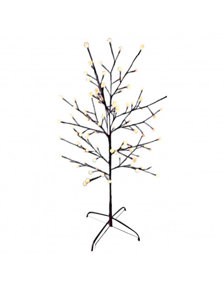 Árbol decorativo con bolas, 150 luces LED, luz cálida, uso exterior, 8 funciones, 180 cm, metal y plástico, decoración de navida