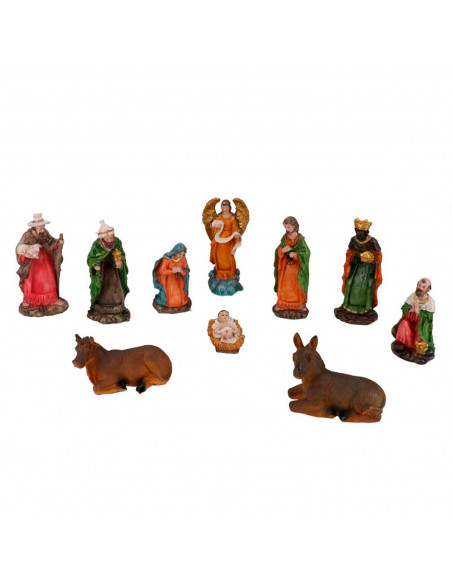 Set de 10 figuras del nacimiento para belén 14 cm, resina, niño Jesús, virgen María, José, buey, mula, reyes magos... figuras de