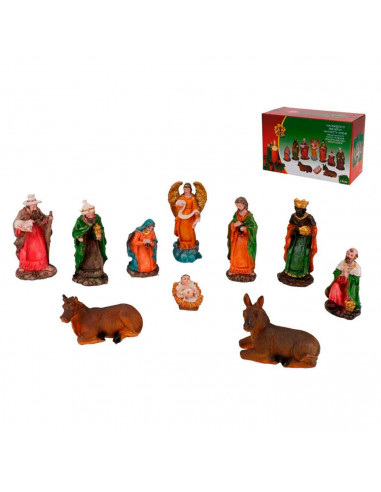 Set de 10 figuras del nacimiento para belén 14 cm, resina, niño Jesús, virgen María, José, buey, mula, reyes magos... figuras de