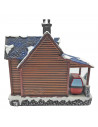 Casa navideña decorativa, escuela de esquí con luces LED y música 24 x 25 x 16,5 cm, resina y plástico, casita nevada con figura