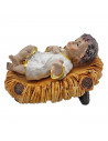 Figura niño Jesús en cuna para pesebre 11 x 7,5 x 4,5 cm, resina, figura decorativa de belén navideño, portal, navidad, decoraci