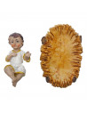 Figura niño Jesús en cuna para pesebre 11 x 7,5 x 4,5 cm, resina, figura decorativa de belén navideño, portal, navidad, decoraci