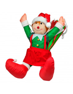 Elfa en paracaídas de 54 cm, muñeco decorativo de navidad, regalo original, decoración festiva salón, dormitorio, balcón, ventan