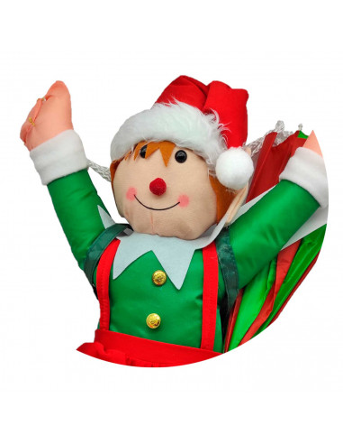 Elfa en paracaídas de 54 cm, muñeco decorativo de navidad, regalo original, decoración festiva salón, dormitorio, balcón, ventan